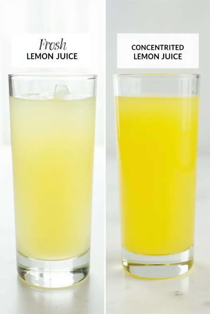 What is the difference between concentrate and pure lemon juice?