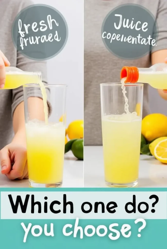 What is the difference between concentrate and pure lemon juice?