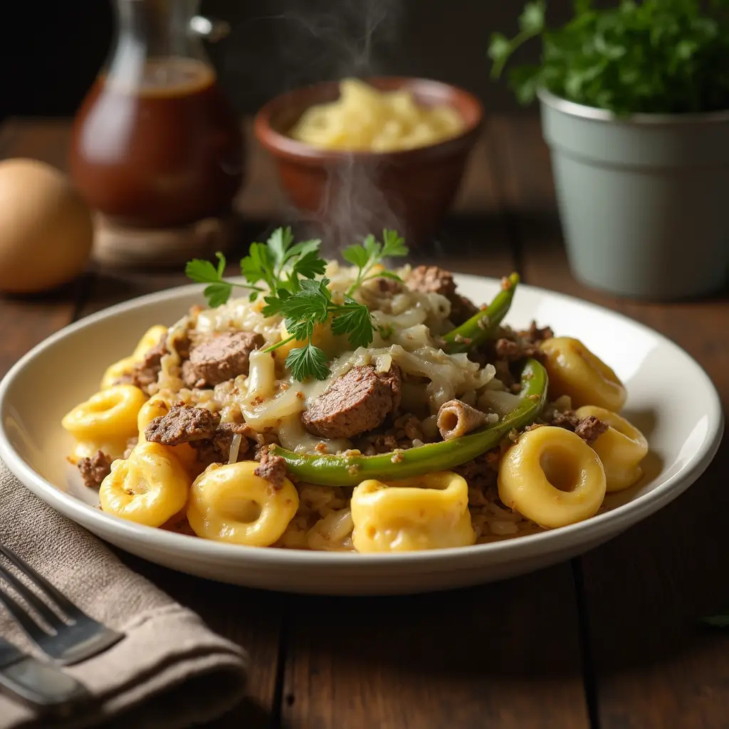 philly cheesesteak tortellini pasta